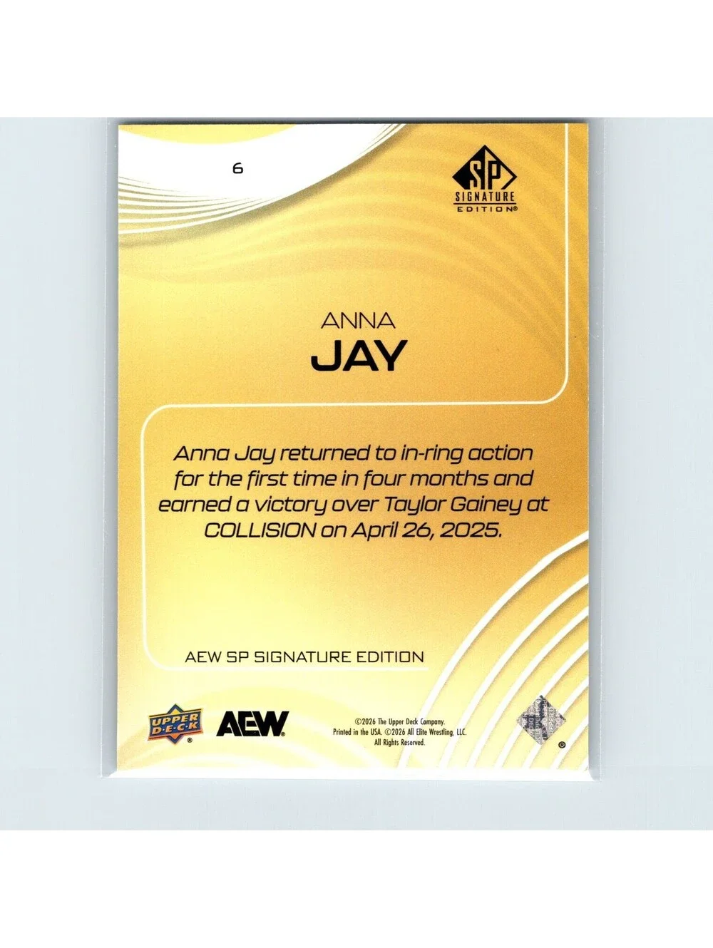 2026 Upper Deck AEW SP Signature Edition Anna Jay #6 #/249